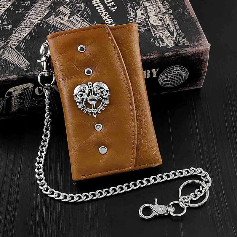 Wallet On Chain - Brown leather mini-bag