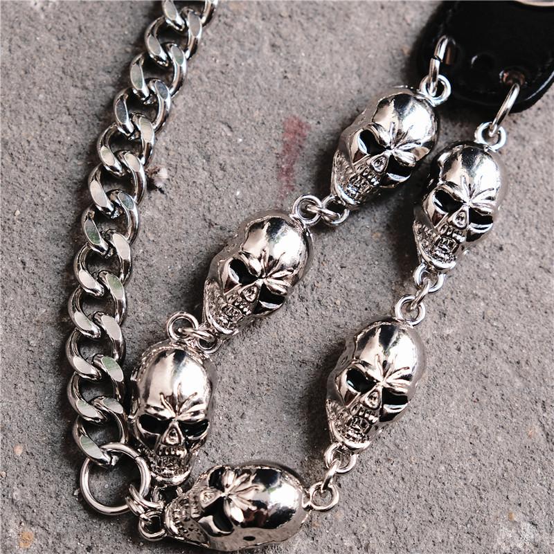 SD Cool Men's Skull Long Feather Pendant Hip Hop Stainless Steel Pants Chain Biker Wallet Chain for Men Silver / 80cm