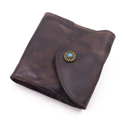 Vintage Mens Black Leather Billfold Leather Slim Wallets for Men Small Wallets for Men