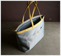 Gray Womens Nylon Shoulder Tote Womens Nylon Shoulder Tote Gray&Yellow Nylon Handbag Shoulder Purse for Ladies