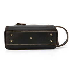 Brown MENS LEATHER ZIPPER CLUTCH WRISTLET PURSE CLUTCH BAG STORAGE BAG FOR MEN