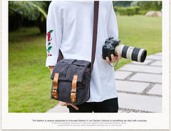 Brown CANVAS WATERPROOF MENS Small Side CAMERA Bag LARGE NIKON CAMERA BAG Gray DSLR CAMERA Messenger BAG FOR MEN