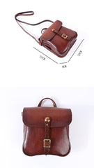 Casual Black Leather Mens Cool Square Side Bag Messenger Bag Vertical Brown Small Postman Courier Bag for Men