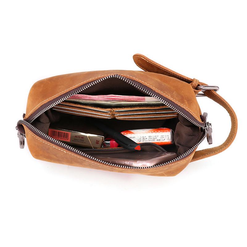 Men's Cool Brown Leather Clutch Bag