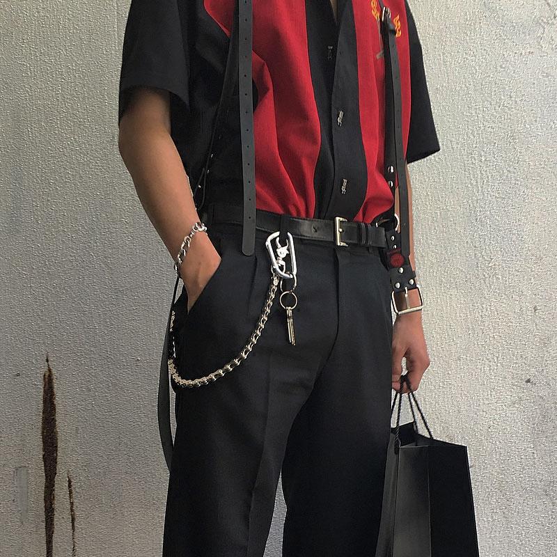 Punk Black Hollow-out Loose Chain Pants | Thinkers | RebelsMarket