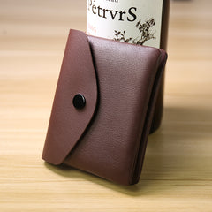 Cute Women Gray Leather Mini Billfold Wallet Handmade Coin Wallets Slim Change Wallets For Women