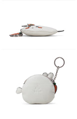 Cutest Women White Leather Bunny Coin Wallet Small Keychain with Wallet Change Wallet For Women