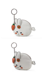 Cutest Women White Leather Bunny Coin Wallet Small Keychain with Wallet Change Wallet For Women