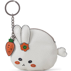 Cutest Women White Leather Bunny Coin Wallet Small Keychain with Wallet Change Wallet For Women