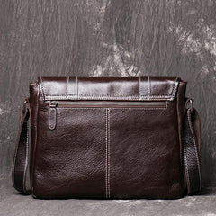 Dark Coffee Cool Leather 12 inches Small Satchel Messenger Bag Side Bag Brown Courier Bag For Men