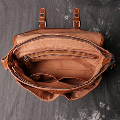 Dark Coffee Cool Leather 12 inches Small Satchel Messenger Bag Side Bag Brown Courier Bag For Men