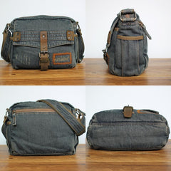 Denim Blue Mens Small Messenger Bag Blue Jean Postman Bag Courier Bag For Men