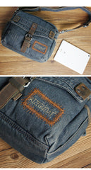 Denim Blue Mens Small Messenger Bag Blue Jean Postman Bag Courier Bag For Men