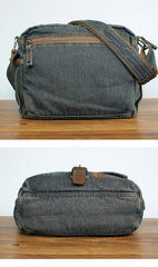 Denim Blue Mens Small Messenger Bag Blue Jean Postman Bag Courier Bag For Men