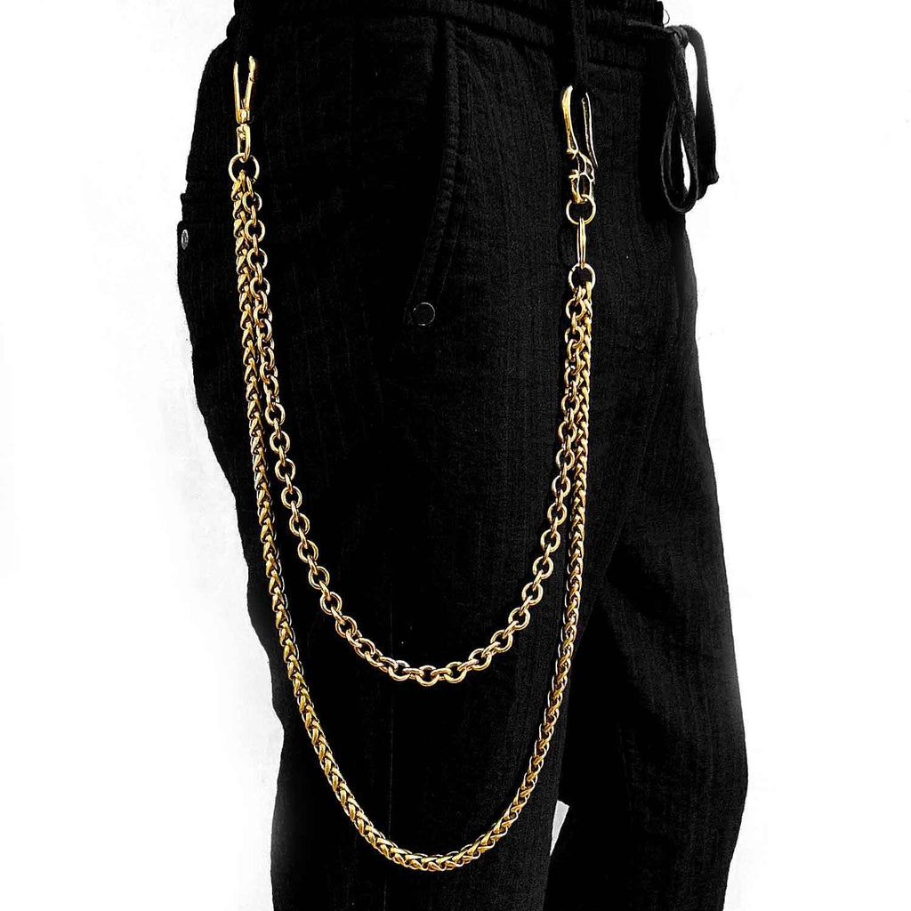 Chain Couture Pants Black,Gold | VERSACE IN