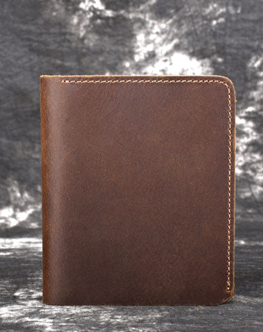 Handmade Genuine Leather Brown Mens Wallet Cool billfold Slim Bifold Wallet for Mens