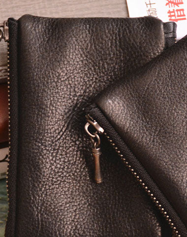 Handmade Genuine Leather Slim Zip Wallet billfold Wallet Coin Purse Ba