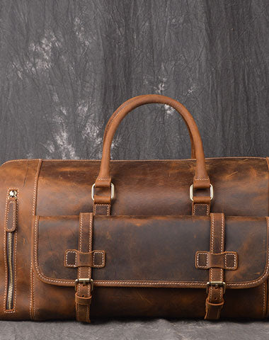 Men Leather Brown Weekender Bag Vintage Travel Bag Duffle Bags Overnight Bag Holdall Bag for men