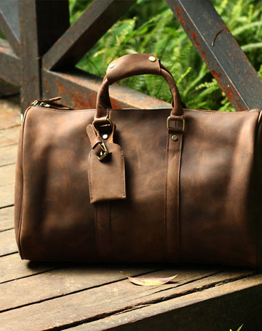 Cool Leather Mens Weekender Bag Travel Bag Duffle Bag Overnight Bag Holdall Bag for men - EverHandmade