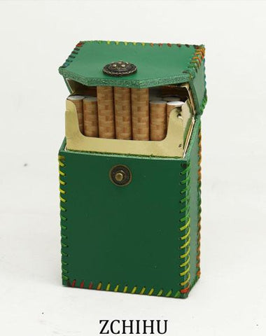 Cool Handmade Leather Womens Green Cigarette Holder Case for Women