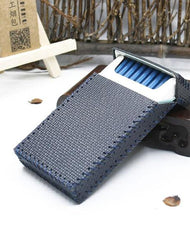 Handmade Leather Dark Blue Womens Cigarette Holder Case for Women