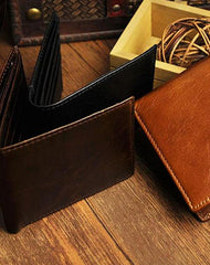 Cool Leather Mens Slim Small Wallet billfold Slim Front Pocket Wallet for Men