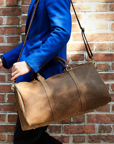 Vintage Leather men Travel Bag Duffle Bag Weekender Bag Overnight Bag shoulder bag - EverHandmade