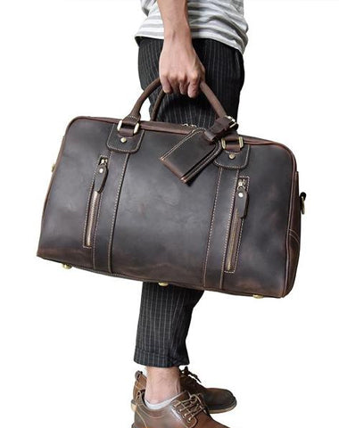 Cool Leather Mens Weekender Bags Travel Bags Duffle Bags Holdall Bags for men