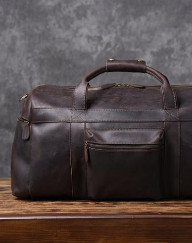 Cool Leather Mens Weekender Bag Travel Bag Duffle Bags Holdall Bag for men