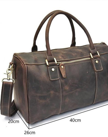 Genuine Leather Mens Cool Weekender Bag Travel Bag Duffle Bags Overnight Bag Holdall Bag for men