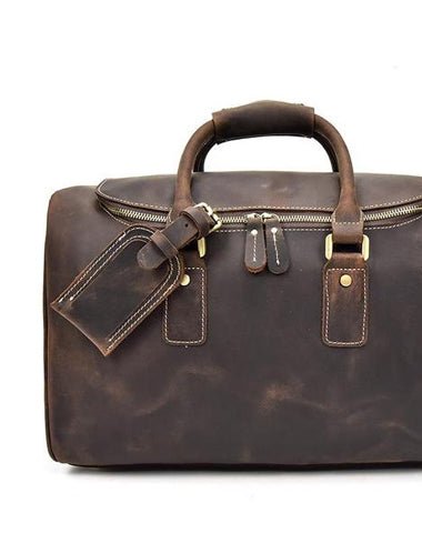 Genuine Leather Mens Cool Weekender Bag Travel Bag Duffle Bags Overnight Bag Holdall Bag for men