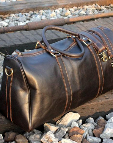 Genuine Leather Mens Cool Weekender Bag Travel Bag Duffle Bags Overnight Bag Holdall Bag for men