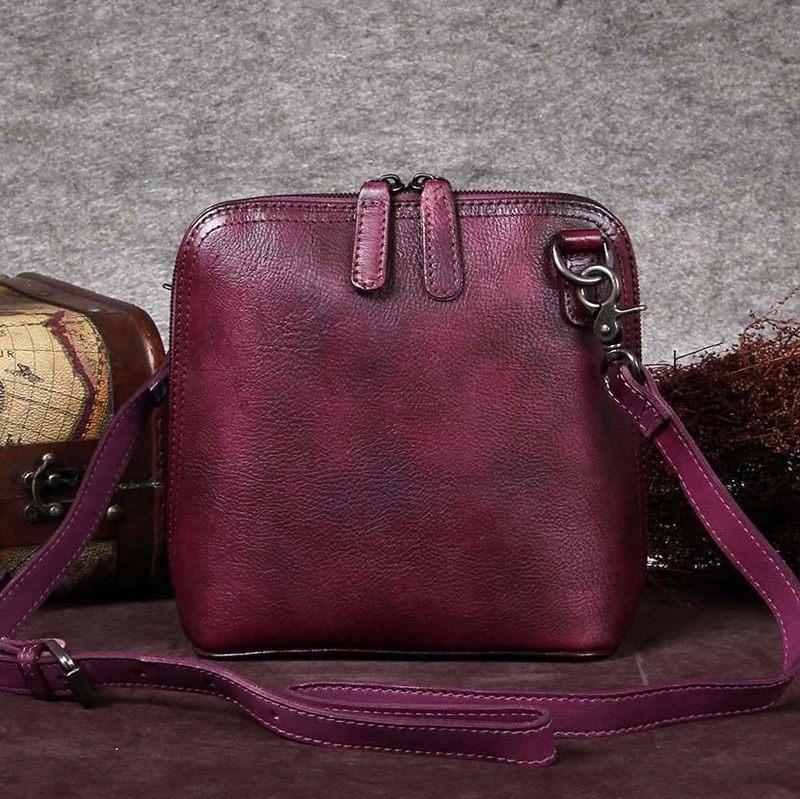 Retro Small Square Bag Female Genuine Leather Handbag Crossbody