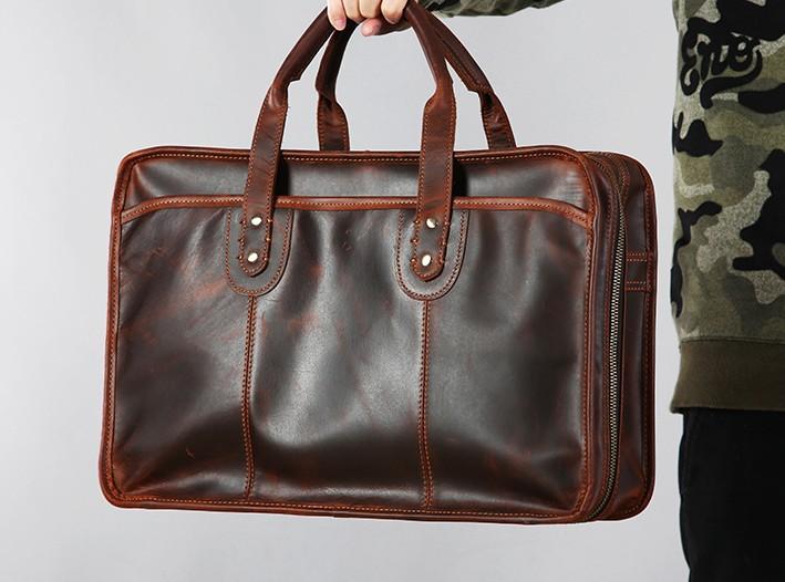 Genuine Vintage Brown Leather Messenger Shoulder Laptop Bag Briefcase New  Men's