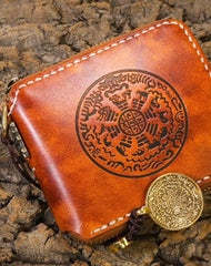 Handmade Leather Mens Chain Biker Wallet Cool Leather Wallet Small Wallets for Men