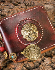 Handmade Leather Mens Chain Biker Wallet Cool Leather Wallet Small Wallets for Men