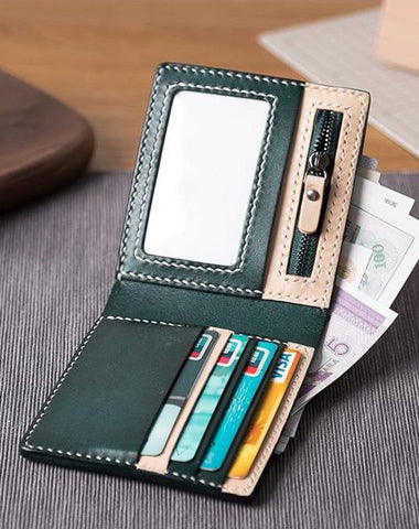 Cool Leather Mens Slim Small Wallet billfold Wallets Bifold for Men