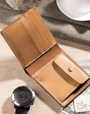 Cool Leather Mens Slim Small Wallets billfold Wallets Bifold for Men