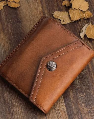 Handmade Mens Cool billfold Leather Wallet Men Small Wallets