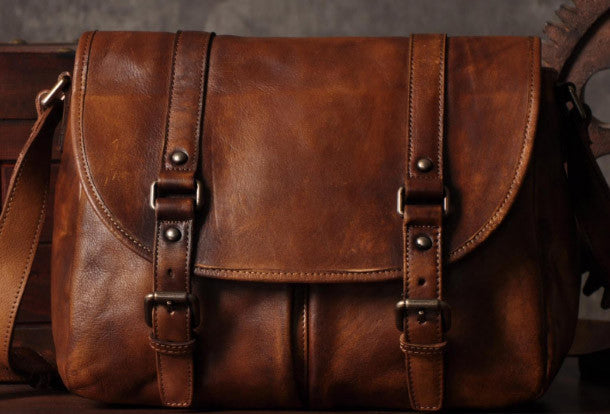 Messenger Bag , Vintage Brown Leather
