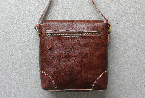 Handmade leather Briefcases men messenger Coffee small shoulder bag vi