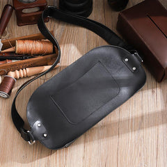 Handmade Black LEATHER MEN Sling Bag Waist BAG LEATHER Fanny Pack FOR MEN