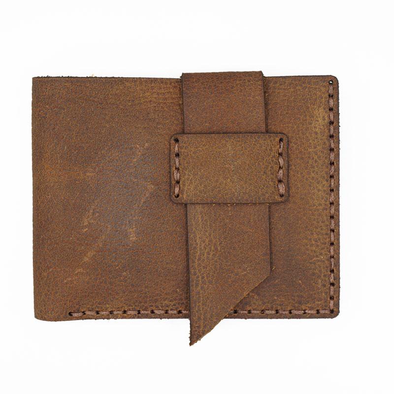 Handmade Brown Leather Mens Bifold Billfold Wallets Slim Brown Small Wallet for Men