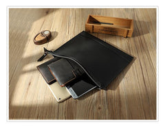 Handmade Mens Slim Clutch Purse Folder Purse Personalized Coffee Leather Envelope Bag for Men