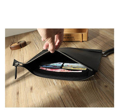 Handmade Mens Slim Clutch Purse Folder Purse Personalized Coffee Leather Envelope Bag for Men