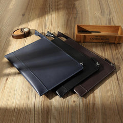 Handmade Mens Slim Clutch Purse Folder Purse Personalized Coffee Leather Envelope Bag for Men