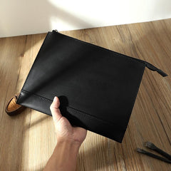 Handmade Mens Slim Clutch Purse Folder Purse Personalized Coffee Leather Envelope Bag for Men