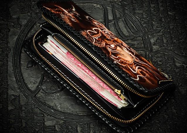 Cool Leather Tooled Dragon&Skull Biker Wallet Handmade Biker Chain Wal –  imessengerbags