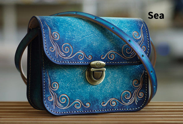  Genuine Leather Handmade Bag for Women - Unique Vintage  Crossbody Purse - Boho Leather Shoulder Handbags Azaliya (Blue/Ivory) :  Clothing, Shoes & Jewelry