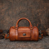 Leather Womens Barrel Handbag Handmade Barrel Handbag Crossbody Purse for Ladies